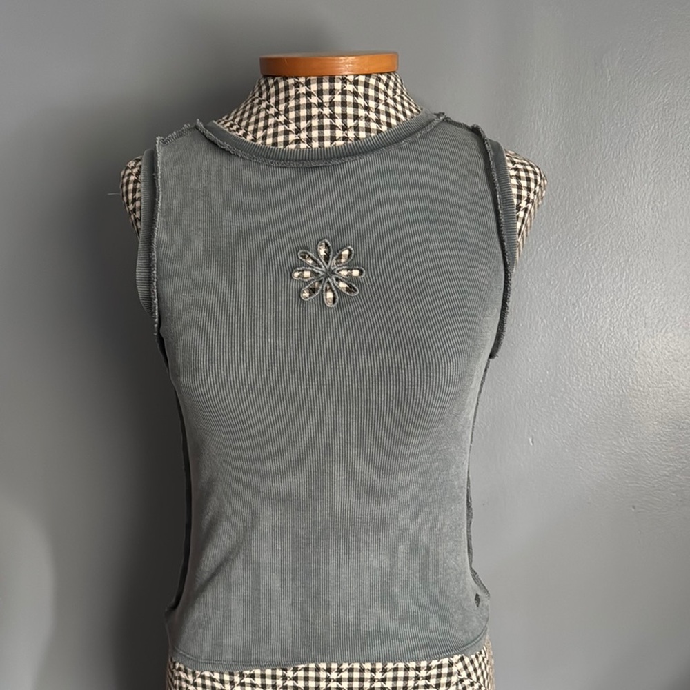 Pacific Republic Gray Sleeveless Top with Embellished Detail